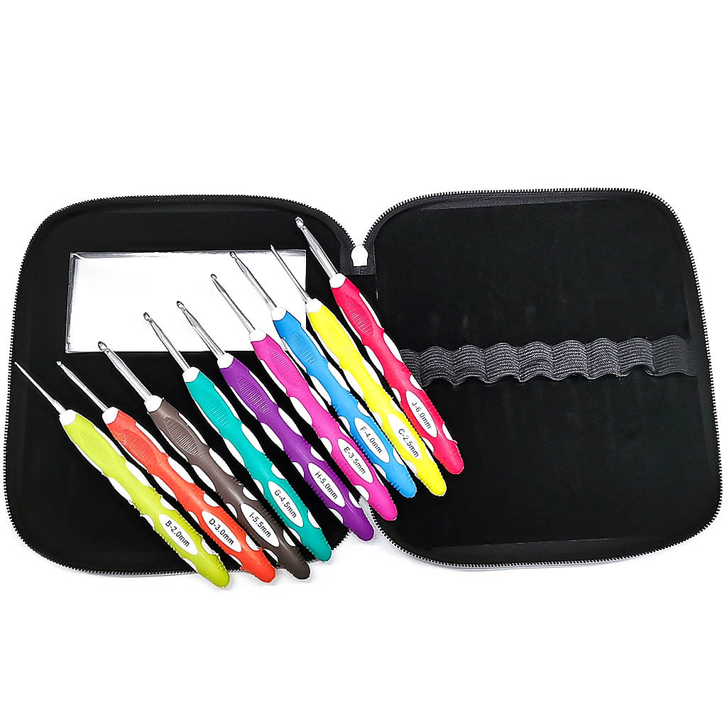 Suéter aguja herramienta de tejer TPRABS doble color mango de aluminio crochet conjunto de 9 bolsas de Pu