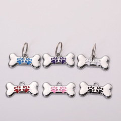 Cross-border metal dog tag pendant pet collar charm zinc alloy bone pendant engraved identity tag