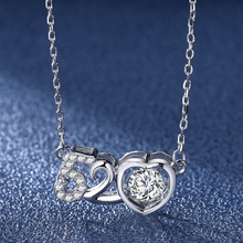 莫桑石520项链女S925纯银吊坠锁骨链百搭情人节礼物莫桑钻玫瑰金