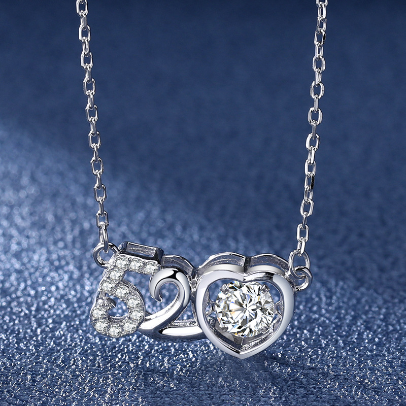 莫桑石520项链女S925纯银吊坠锁骨链百搭情人节礼物莫桑钻玫瑰金