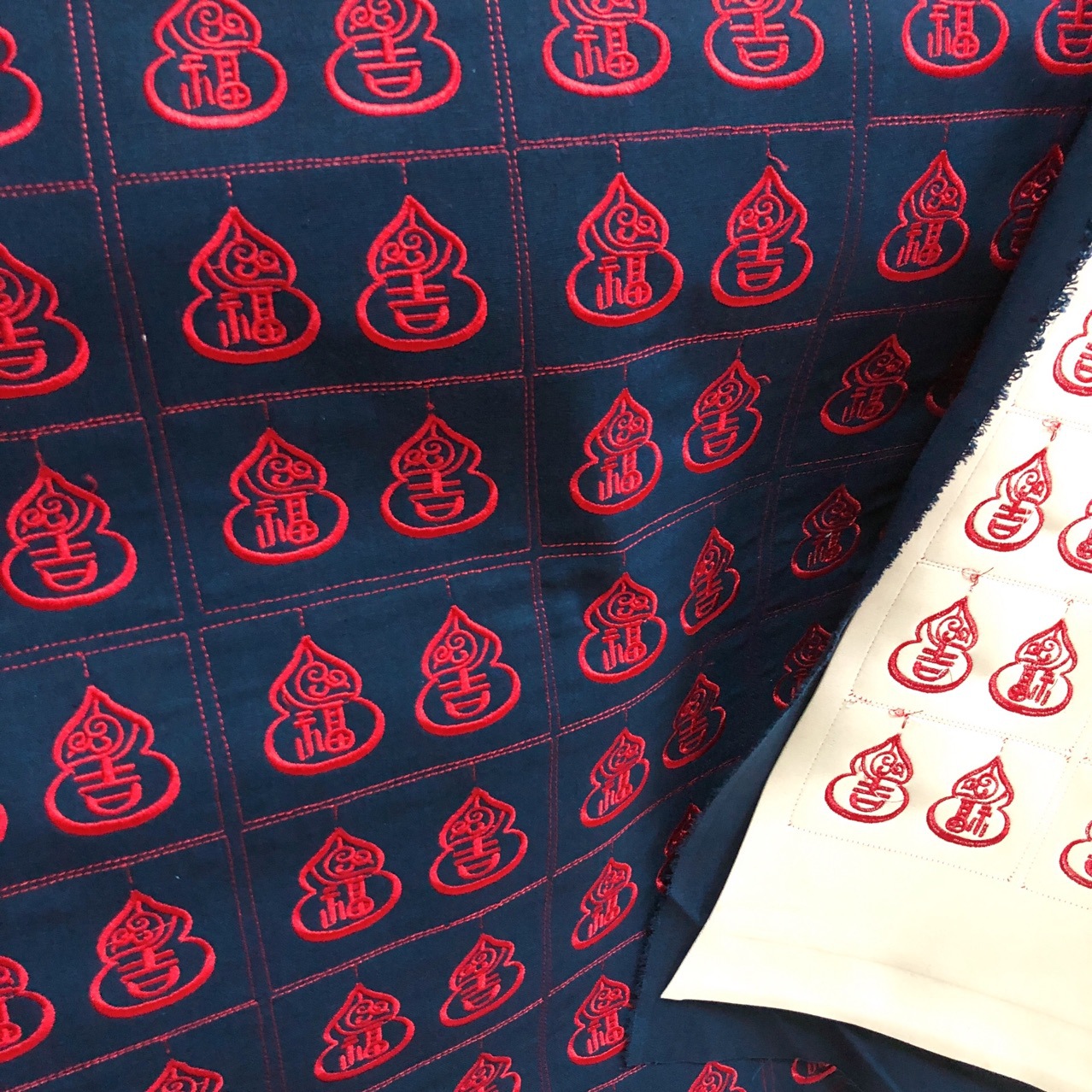 Fanchun bordado grasa Calabaza Jifu palabra Calabaza bolsita Lotus bolsa de tela pieza bordada pequeña Calabaza bolsita pieza de bordado