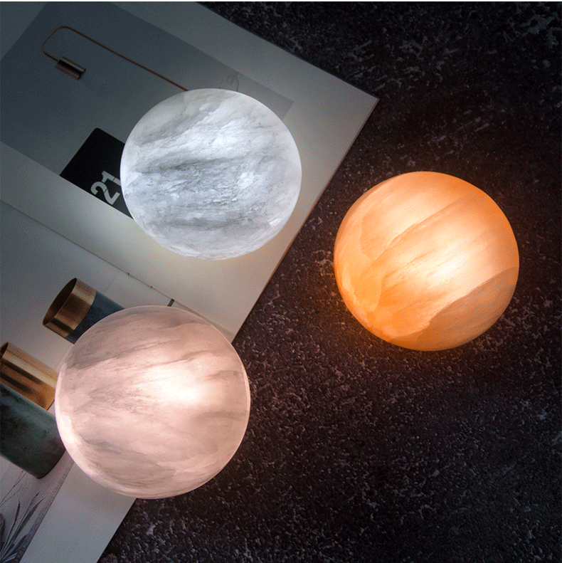 Inductive Mineral Natural Charging Night Light Bedside Sleep Trending Atmosphere Lamp Bedroom Three-Dimensional Moon Lamp