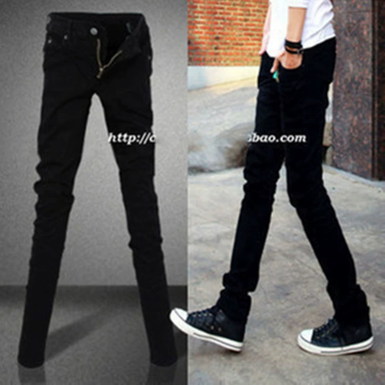 Прямые продажи новых весенне-осенних мужских джинсов, мужские корейские облегающие леггинсы, мужские эластичные однотонные джинсовые длинные брюки