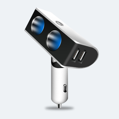 Car charger, one to two charger, digital USB aluminum alloy car charger, car cigarette lighter car charger