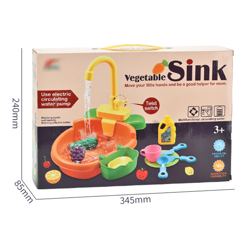 Regalo DE LOS NIÑOS simulación eléctrica fregadero agua automática lavado y corte fruta play House cocina lavavajillas juguete