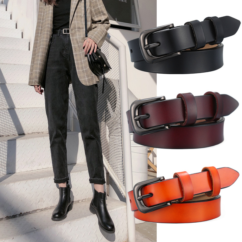 皮带女士白色真皮腰带女时尚复古针扣头连衣裙子细裤带女批发