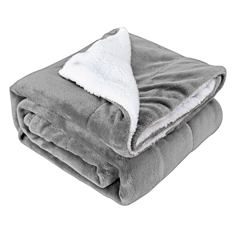 Sherpa Lamb Fleece Blanket 1.5X2M Thickened Double Layer Flannel Blanket_voghion.com
