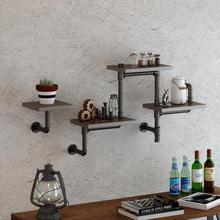 美式实木置物架 客厅餐厅家用装饰一字搁板 创意复古工业风水管