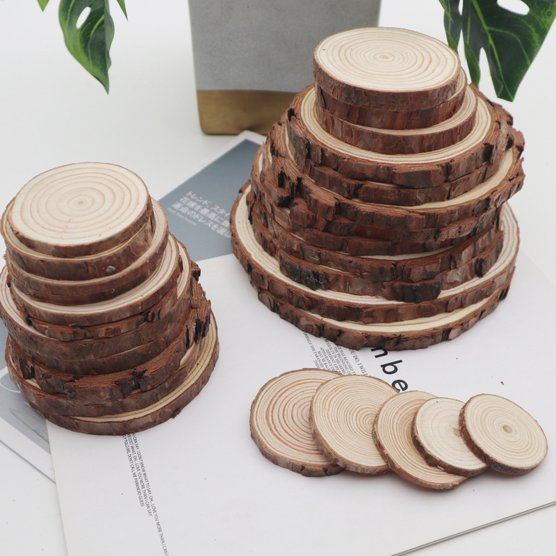 Pine chips round wood chips diy handmade polished annual rings pine chips home decoration photographic materials manufacturers wholesale