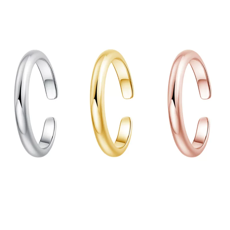 Adjustable Toe Ring, European Style, Open Band, Plated Finish, 3 Colors (White/Gold/Pink)