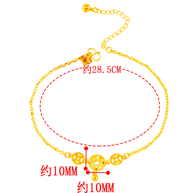 De imitación de lujo 24K Moneda de Oro tobillera de arena femenina RED DE ORO Rojo Vivo suministro de joyas todo-fósforo de la Playa decoración del pie