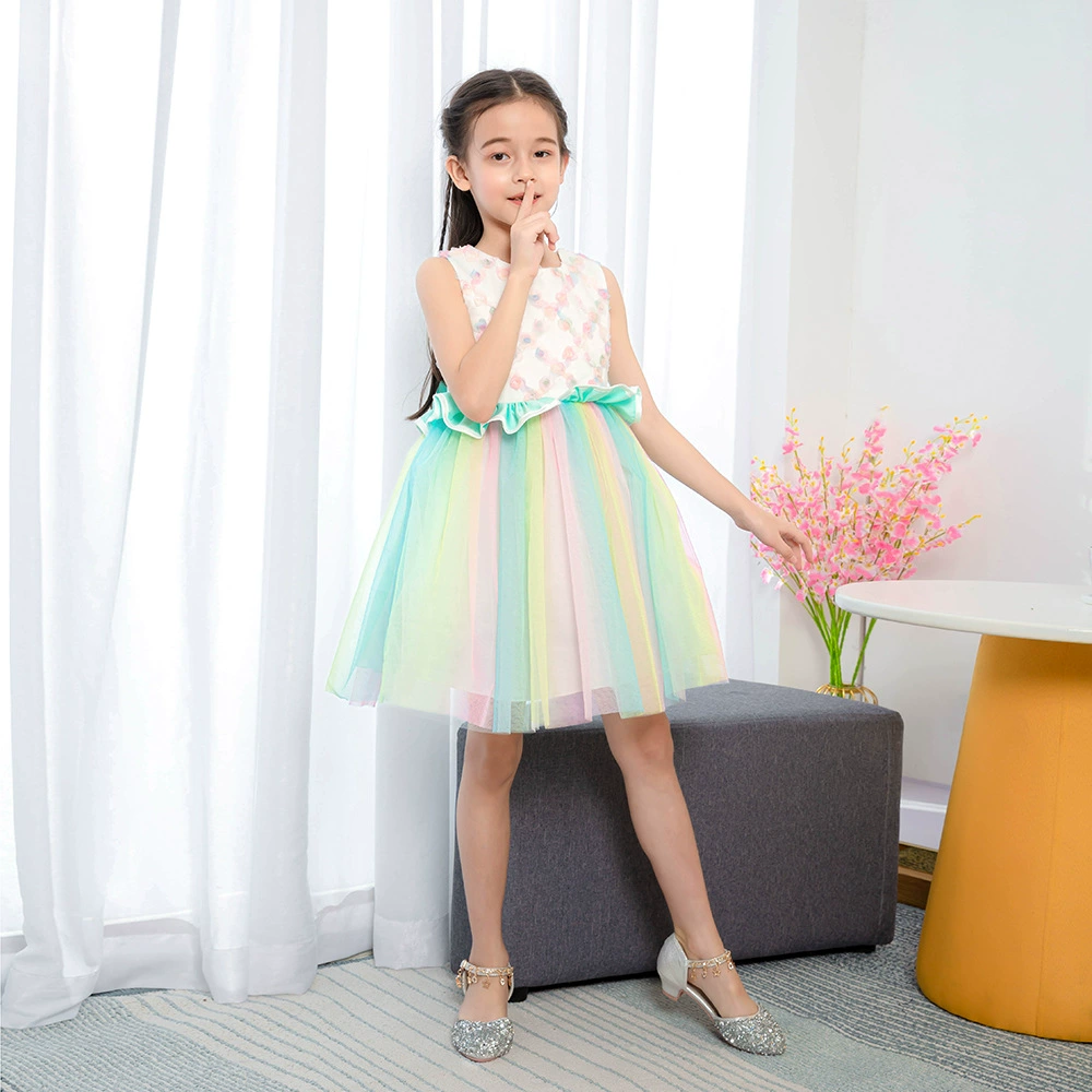 Детское вечернее платье, импорт, европейский стиль, Aliexpress, детский костюм для подиума, тюль
