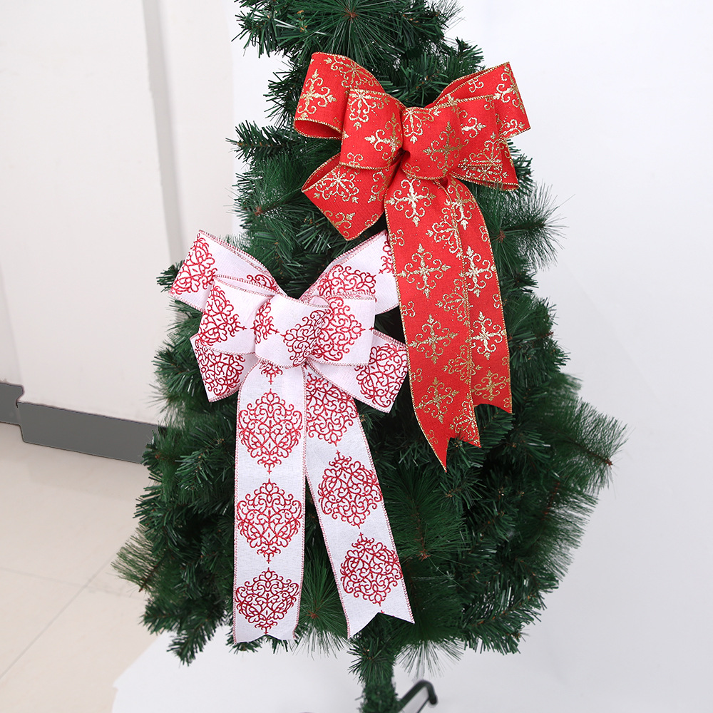 Lazo Navideño Tipo Lino, Decoración para Árbol de Navidad, Adorno Colgante, Decoración para Escaparate de Centro Comercial, Pequeño Lazo Colgante