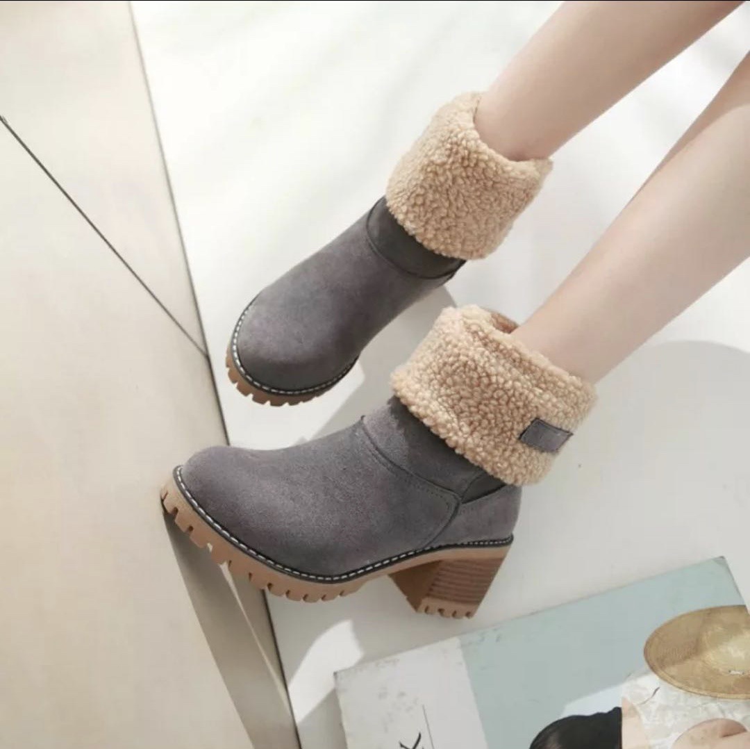 New autumn and winter plus cashmere warm two wear women's boots thick heel mid-calf boots large size snow boots_voghion.com