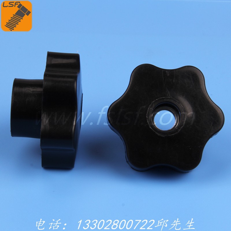 48MM梅花手拧螺母 m8胶头螺母 通孔手柄螺母 塑胶铜螺母