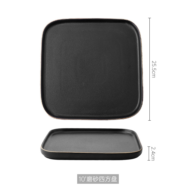 Plato de cerámica estilo nórdico INS, cuadrado para desayuno o bistec