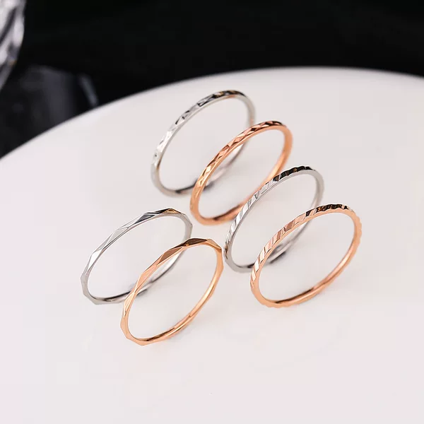 Wish Elegant Korean Style Simple Titanium Steel Ring Women's Diamond Stainless Steel Ring Couple's Fashion Internet Celebrity Ring