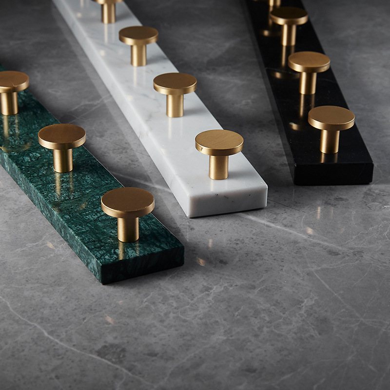 Nordic Light Luxury Marble Clothes Hook Bathroom Creative Simple Row Hook Bedroom Coat Hook Brass Hook Row Hook