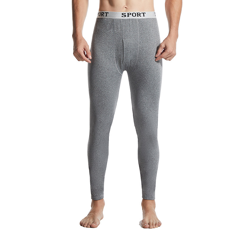 [Fleece-lined not fleece-lined optional] Long Johns men's slim warm pants men's single thin plus size leggings fleece-lined pants