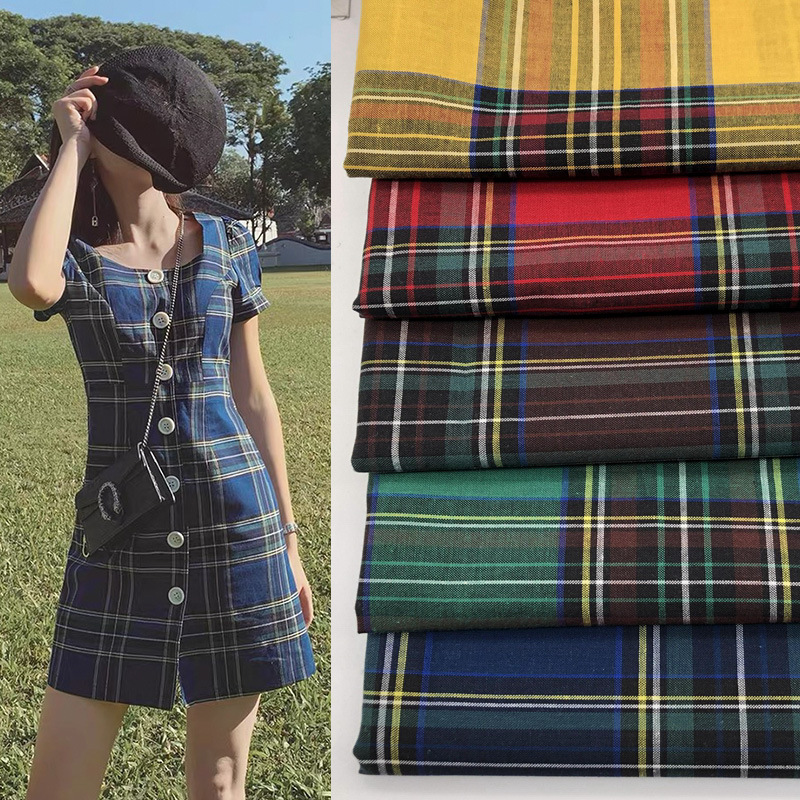 全棉40S平纹格子布 ins风网红同款连衣裙衬衣半身裙面料