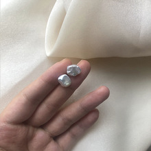 异形巴洛克元宝银锭珍珠耳钉冷淡风高级感925银耳饰小巧简约气质