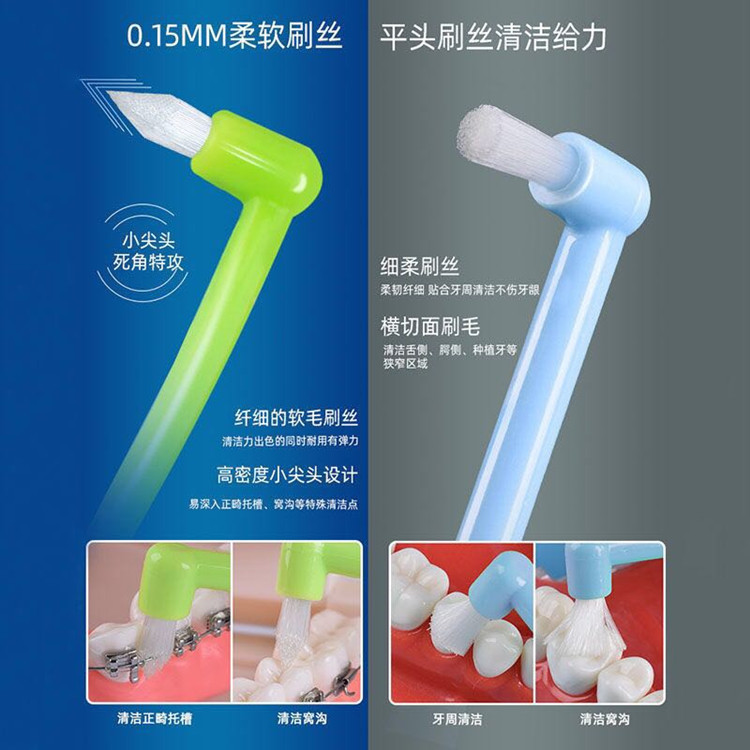 New dynamic Xinhua orthodontic toothbrush small pointed orthodontic interdental brush soft hair correction single beam head cleaning small toothbrush