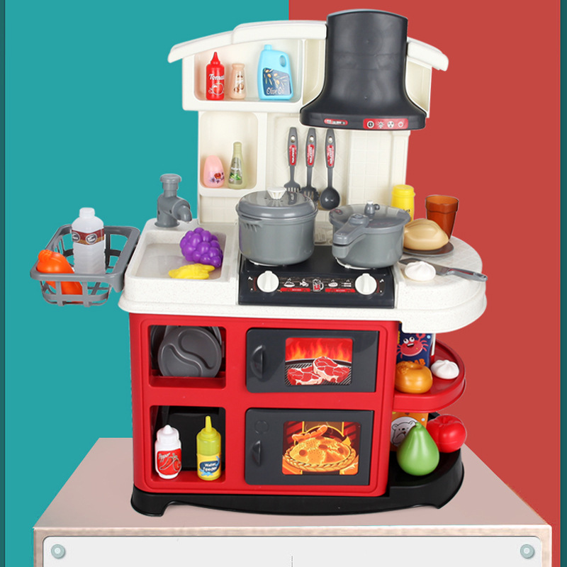 Los niños transfronterizos 61cm sonido y luz agua pulverizada juguetes de cocina jugar casa simulación cocina cocinar para niños y niñas