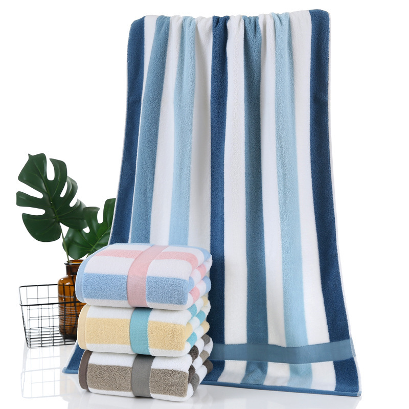 Cotton lengthened bath towel cross-border cotton color striped beach towel 90*180cm Cotton lengthened bath towel cross-border cotton color striped beach towel 90*180cm