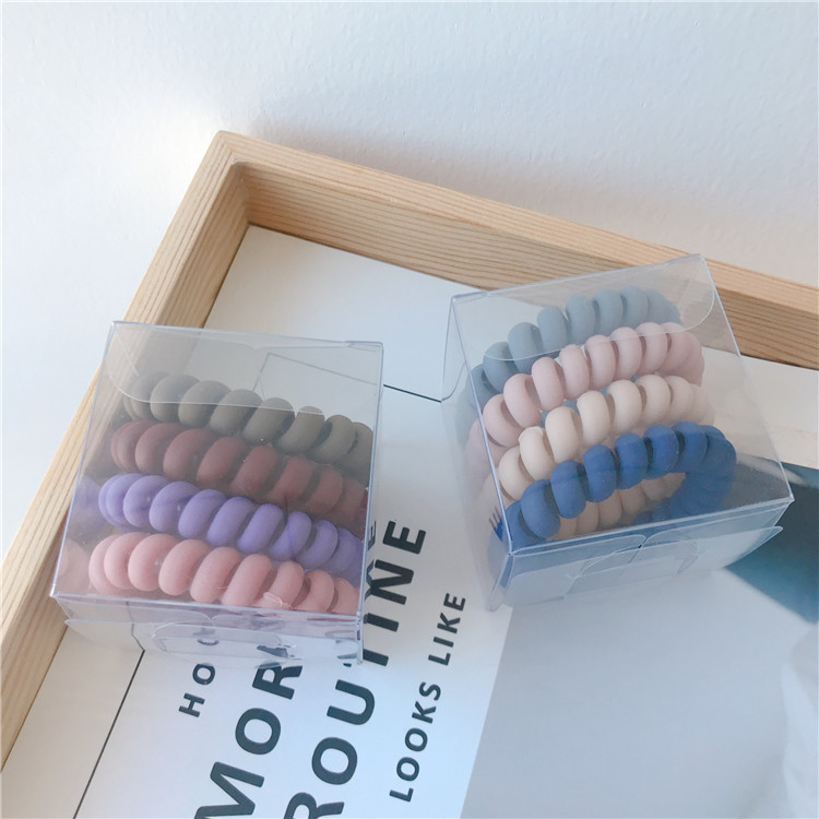 Corda telefónica coreana Morandi pequeña anillo de cabello esmerilado grueso para mujeres simple caja sin marcas funda de cuero