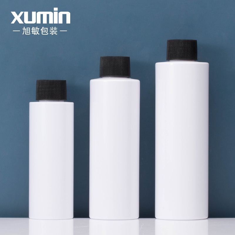 En stock 150-200ml tapa negra Botella de tóner 200ml plástico blanco PET botella de rocío puro Xumin material de embalaje