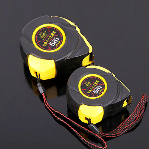 Hardware tool steel tape measure black and yellow rubber-coated 3 5 7.5 10 meters anti-wear ruler plumber and electrician frosted rubber-coated tape measure