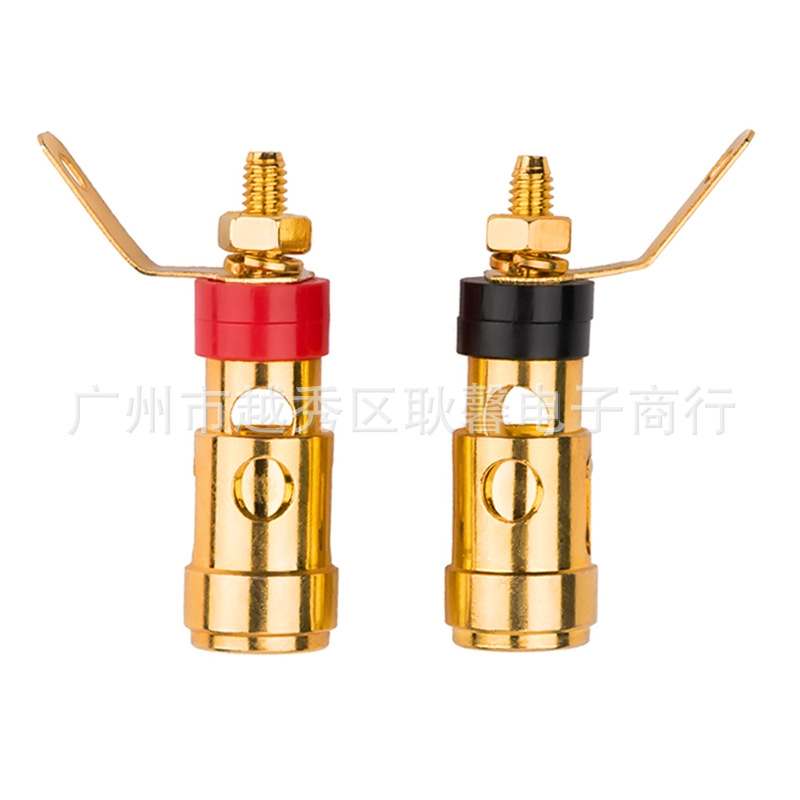 铜镀金大号按压式弹簧接线柱自锁线夹音响音箱功放喇叭接线端子