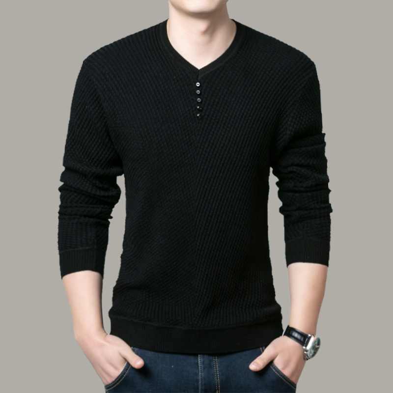 Spring and Autumn Men's Long Sleeve Korean Style Short Sleeve Casual Fashion Wool Sweater Slim-fit V-neck Youth Foreign Trade Cross-border Sweater Spring and Autumn Men's Long Sleeve Korean Style Short Sleeve Casual Fashion Wool Sweater Slim-fit V-neck Youth Foreign Trade Cross-border Sweater