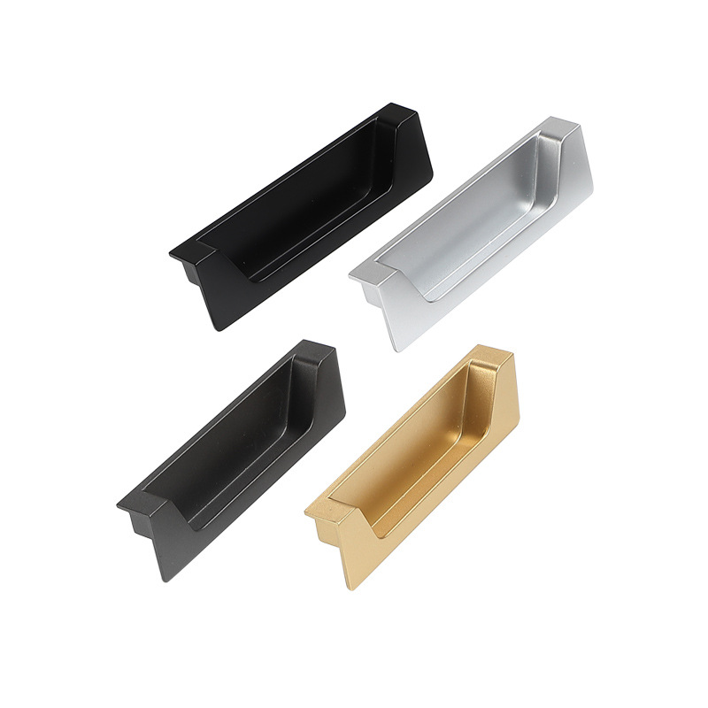 Embedded oculto puerta corredera simple manija armario puerta del gabinete puerta del cajón invisible negro manejar moderno oro nórdico