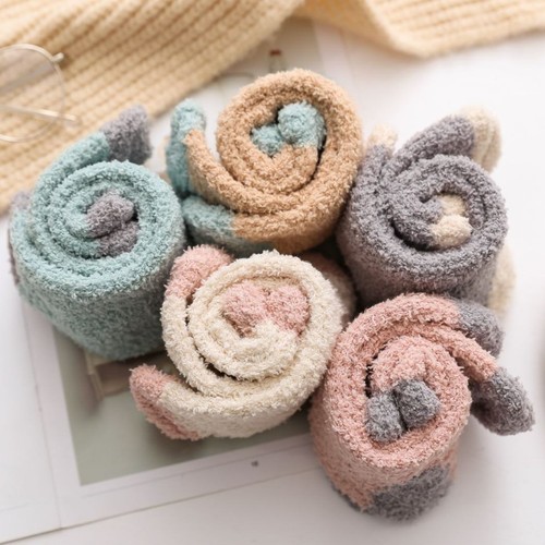 Socks women's coral velvet winter towel home thickened sleeping snow floor socks mid-calf socks half velvet socks wholesale