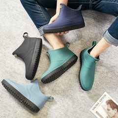 Rain boots for men, trendy short-tube waterproof anti-slip kitchen rubber shoes for men, low-cut rain boots for men, outdoor waterproof car wash water shoes for men