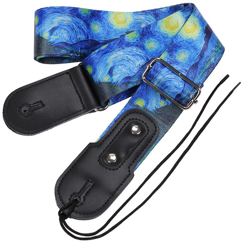 Lang Ting brand creative Van Gogh guitar strap folk acoustic guitar diagonal shoulder strap wholesale electric guitar bass accessories