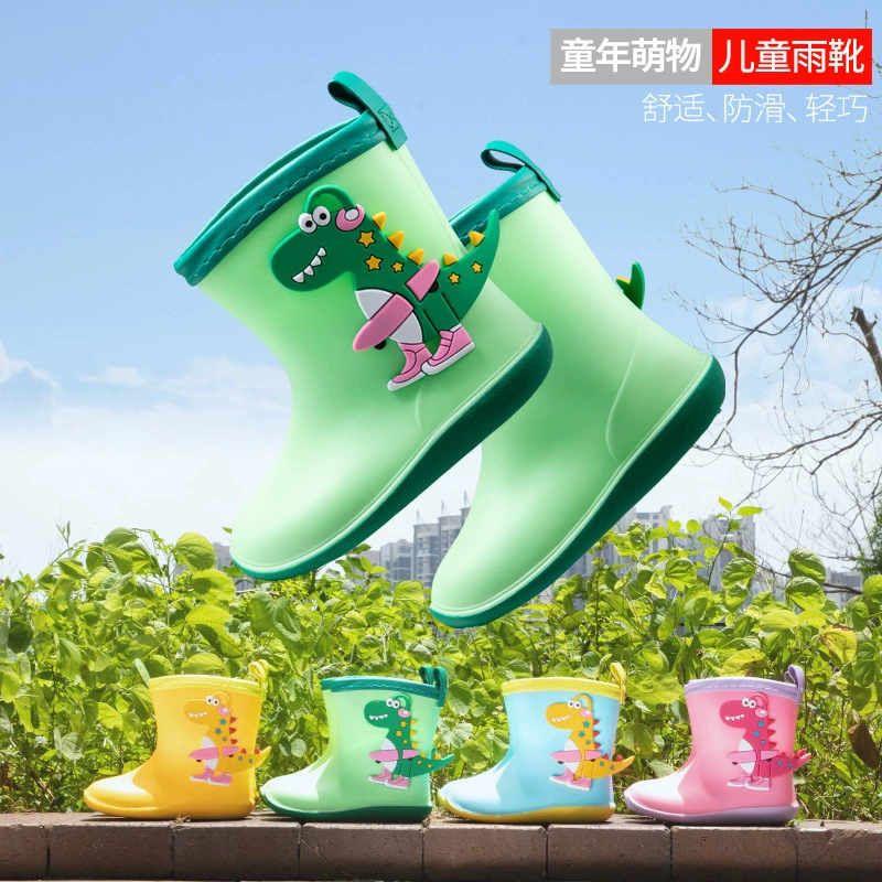 Star Foot Новый динозавр на лодках для детей и мальчиков мультяшная Водная обувь резиновая обувь детская непромокаемая обувь