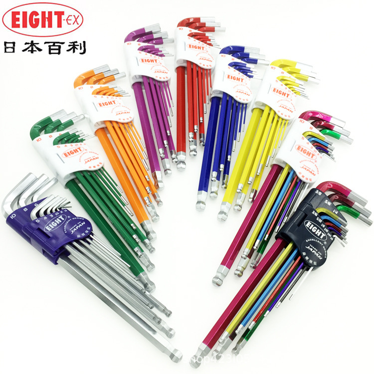 日本 百利EIGHT 彩色内六角扳手 钻石头六角匙套装TLC-S9N系列