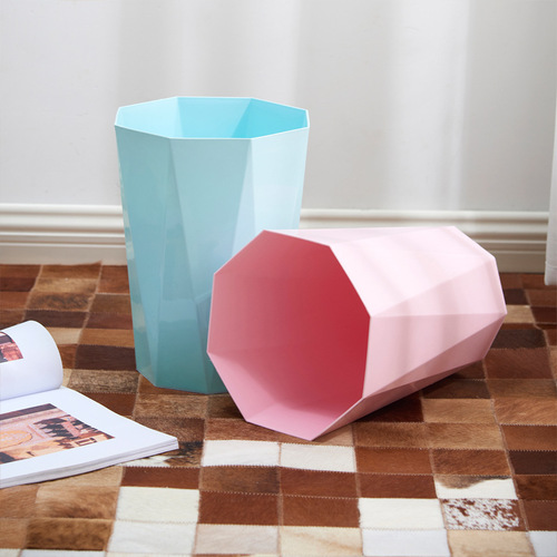 Household trash can with high appearance, diamond diamond shape, Nordic creative kitchen and living room, drop-resistant trash can wholesale