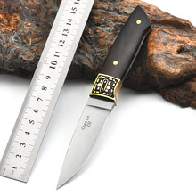 现货批发D2钢小直刀户外野营防身小直刀高硬度战术刀绑腿锋利小刀