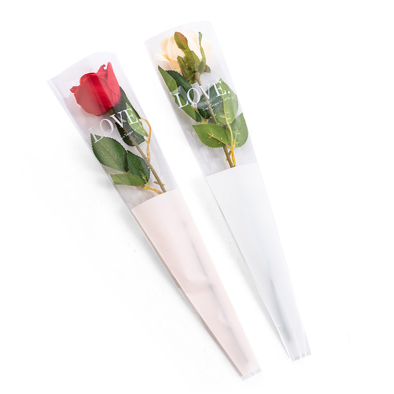 Bolsa opp transparente de un solo ramo de rosas Bolsa de embalaje floristería Material de embalaje floral Bolsa de embalaje de flores