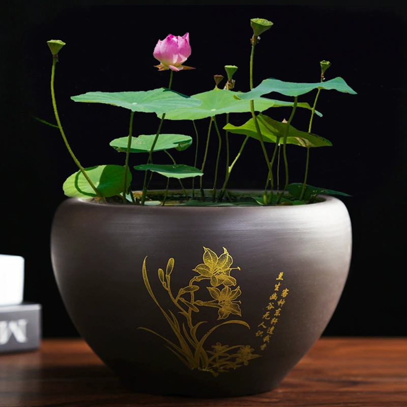 Чаша для кувшинки Purple Sand Tank для помещений непористый большой маленький и средний Лотос зеленый цветочный горшок керамический