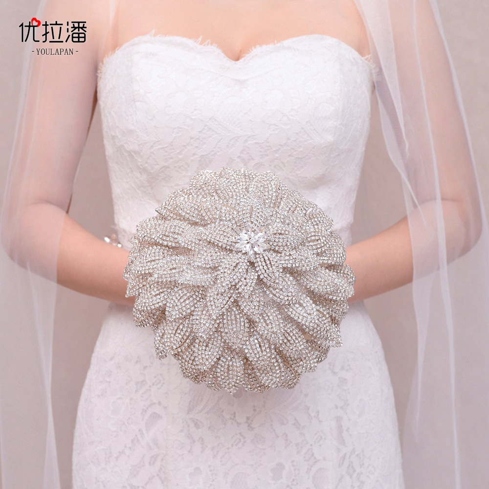 Youlapan luxury full rhinestone bouquet theme wedding bride bouquet bestie wedding gift HF01