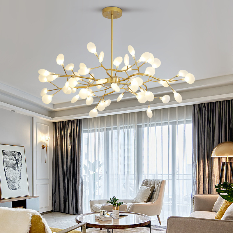 Cross-Border Export Lamps Nordic Firefly Living Room Lamp Atmospheric Home Decoration Lighting Restaurant Light Luxury Chandelier Bedroom Chandelier