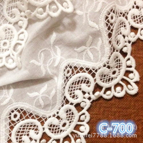 C-700双2层全纯棉布料DIY服装辅料刺绣花边水溶绣花35cm现货批发