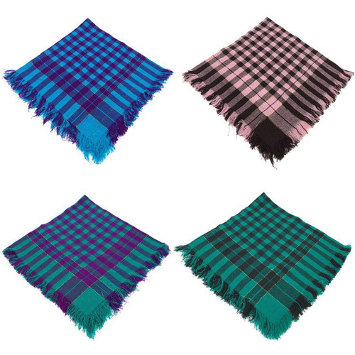 Old Woman Woolen Scarf Rural Women Labor Protection Head Scarf Checkered Vintage Performance Four-Sided Scarf Warm Double-Layer