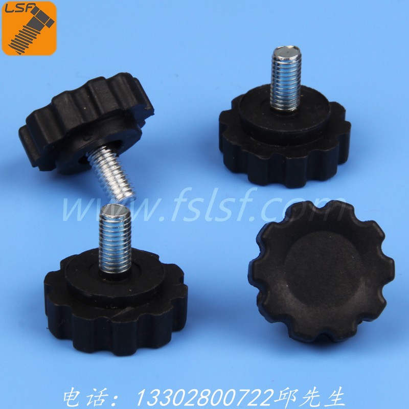 黑色梅花胶头螺丝M6*15  不锈钢手拧螺丝 英制包胶螺丝