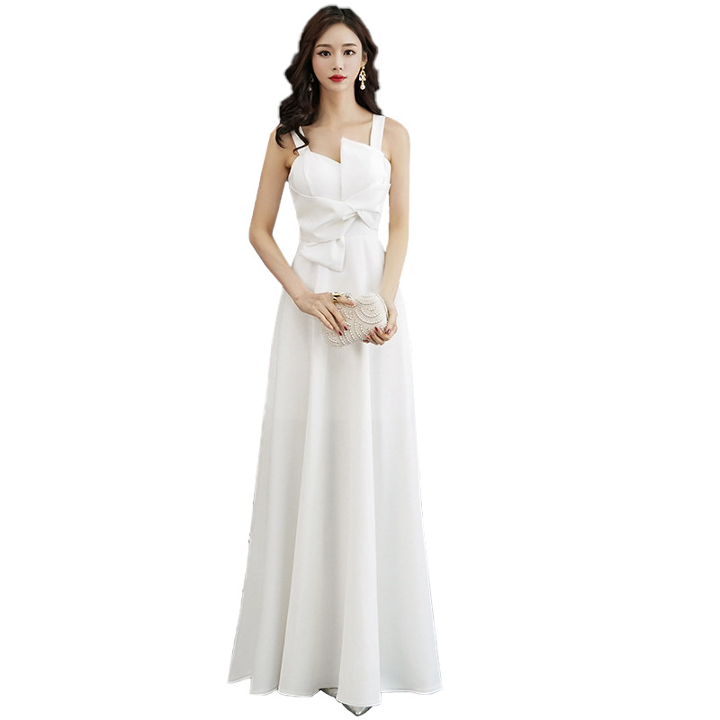 Banquete de hadas vestido de noche blanco para las mujeres 2024 nuevo digno elegante anfitrión Reunión Anual sexy vestido largo