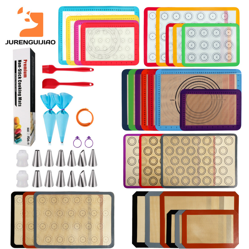 Silicone baking pad high temperature resistant glass fiber Macaron baking pad oven non-stick silicone baking plate pad in stock wholesale